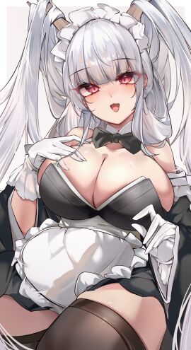 1girls 2020s 2024 2d 2d_(artwork) 2d_artwork 4_fingers 5_fingers apron asian asian_female azur_lane background big_breasts blush blush_lines bow bow_tie bowtie breasts cleavage cleavage_overflow clothed clothed_female clothes clothing color colored curvy curvy_body curvy_female curvy_figure digital_drawing_(artwork) ear ears_up eyebrows eyebrows_visible_through_hair eyelashes eyes fanart female female_focus female_human female_only fingers glove gloved_hands gloves hair hand_on_breast happy happy_female headdress human human_female human_only humanoid kive_(kive03) legwear light-skinned_female light_body light_skin long-haired_female long_hair maid maid_apron maid_dress maid_headdress maid_outfit maid_uniform mammal mammal_humanoid neck no_bra no_dialogue no_text open_eyes open_mouth open_smile partially_clothed partially_clothed_female partially_nude pointy_chin ponytail ponytails red_eyes revealing_clothes revealing_clothing revealing_dress revealing_outfit sakura_empire_(azur_lane) shimanto_(azur_lane) shimanto_(the_comfy_dragon_god)_(azur_lane) shiny shiny_breasts shiny_skin simple_background smile smiling_at_viewer solo stocking stockings thick_thighs thighs tied_hair very_long-haired_female very_long_hair video_game video_game_character video_game_franchise video_games voluptuous voluptuous_female white_hair wide_thighs