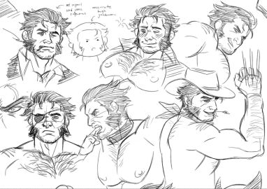 artist_request collar cowboy_hat eye_patch hairy_arms hairy_chest male male_only marvel marvel_comics monochrome nipples wolverine_(x-men) x-men