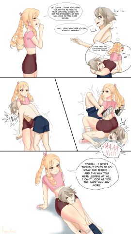 2boys arm_behind_head arm_support asphyxiation ass ass_smother bare_arms bare_legs bare_midriff bare_thighs between_legs big_ass blonde_hair closed_eyes corrin_(fire_emblem) corrin_(fire_emblem)_(male) defeated english_text facesitting femboy fight fire_emblem fire_emblem_fates forrest_(fire_emblem) frown grey_eyes grey_hair hand_on_head happy imagining instant_loss kadokawi leg_grab legs looking_back male male_only maledom malesub midriff midriff_baring_shirt multiple_boys multiple_males nervous nintendo pervert red_eyes restrained shirt shorts smile text thick_thighs thighs trembling upside-down white_background wrestling yaoi yellow_hair