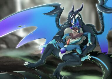 anal anal_sex animal_genitalia anthro avian balls blush cowgirl_position dragon duo female from_behind_position from_front_position genital_slit genitals male male/male mythological_creature mythological_scalie mythology on_bottom on_top open_mouth open_smile penetration penis scalie sex size_difference smile twstacker