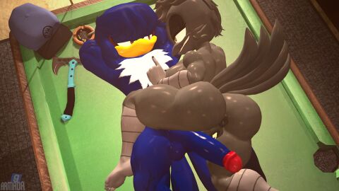 3d_(artwork) accipitrid accipitriform anthro anus armada_(artist) ass avian balls bar beak bedroom_eyes big_ass big_butt big_penis bird blue_body bodily_fluids corvid corvus_(genus) crow cum cum_drip cum_from_penis cum_from_pussy cum_in_pussy cum_inside digital_media_(artwork) dripping duo fan_character feathers female garry's_mod genital_fluids genitals grey_body hi_res humanoid inside juicyducksfm long_penis male male/female muscular muscular_male narrowed_eyes oscine passerine penis pussy sarah_dellen sarah_the_crow seductive sega sex smile smiling_at_another smiling_at_each_other smiling_at_partner sonic_(series) sonic_the_hedgehog_(series) tail tail_feathers thunder_(juicyducksfm) yellow_eyes