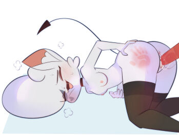 2024 anthro ass ass_blush ass_up blush breasts cum cum_in_pussy demon excitement female genital_fluids hand_mark hand_on_ass hand_on_butt lilith_(oopsynsfw) male oopsynsfw patreon penetration penis pussy sheep succubus tits vaginal_juices vaginal_penetration white_body white_fur