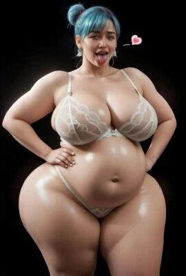 ai_generated alternate_breast_size alternate_version_available big_belly big_breasts blue_eyes blue_hair breasts bulma_briefs chubby chubby_hips curvy dark_nipples dragon_ball female gigantic_breasts hand_on_hip heart hyper_pregnancy large_breasts milf naked niduscharger plump ponytail pregnant saliva tagme thick_thighs tongue tongue_out video voluptuous