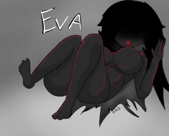 1girls adam_and_eve catholic christianity eve_(biblical_figure) eve_(hazbin_hotel) female grey_background grey_hair grey_skin hazbin_hotel kasthiarrtic laying_down naked_female public_domain surprised