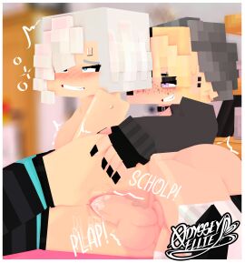 1femboy 1girls 3d ass bedroom blue_eyes breasts crystal_(eeveelewds) elliot_grimes_(odysseyellie) erect_penis female from_behind horny_female human humanoid_penis male mine-imator minecraft multicolored_hair nude nude_female nude_femboy odysseyellie on_bed penis pink_eyes pussy spooning stockings tagme vaginal_penetration white_hair