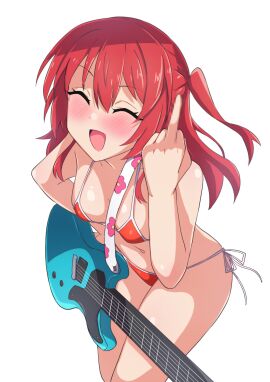 1girls ass bikini bocchi_the_rock! breasts closed_eyes female guitar happy human ka-9 kita_ikuyo legs light-skinned_female light_skin looking_at_viewer no_sex nude nude_female open_mouth pixiv red_hair red_skin sex short_hair smile solo straight swimsuit tagme thick_thighs thighs white_background