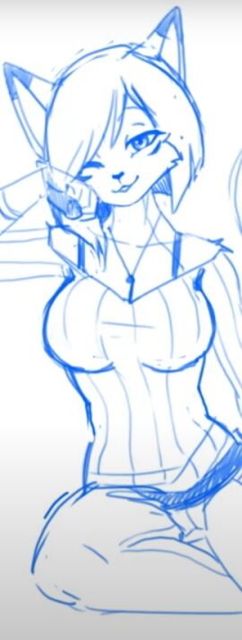 2023 character_request eipril felid feline feline_humanoid feline_pussy felis female fox furry_female original original_character pussy sketch smiling_face