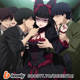 ai_generated ass black_hair breast_grab breasts cheating cheating_girlfriend disgust disgusted disgusted_look ear gangbang gate_-_jieitai_ka_no_chi_nite_kaku_tatakaeri gesture gesturing_at_viewer goth goth_girl gothic gothic_girl gothic_lolita kissing large_breasts licking licking_face licking_hair licking_lips lipstick lolita_fashion lolita_hairband long_hair looking_at_viewer makeup netorare noises ntr public red_lips red_lipstick red_nails rory_mercury saliva saliva_string saliva_trail smile smile_at_viewer smiling steam tagme video