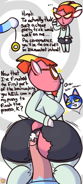 after_sex animal_crossing anthro ass big_ass big_butt bodily_fluids bottomwear bovid bubble_ass bubble_butt caprine clothing cosplay cum cum_in_ass cum_inside domestic_cat duo erect_nipples erect_nipples_under_clothes felid feline felis female first_person_view genital_fluids goat hi_res hot_dogging hypnosis in_denial klutzatdusk looking_at_viewer looking_back male male/female mammal mario_(series) mario_bros mind_control miniskirt moe_(animal_crossing) nastasia nintendo nipples paper_mario sex skirt tight_clothing torn_clothing velma_(animal_crossing)