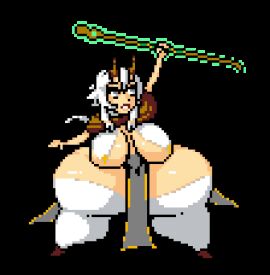 1girls animated antlers ass big_breasts breasts cleric druid elf elf_girl female female_only flowing_clothing flowing_hair hips human human/elf hybrid hyper_ass large_ass large_breasts loincloth lynara_woodhaven newstuff4u pixel_animation pixel_art staff stockings thick_thighs thighs transparent_background twintails white_hair wide_hips wooden_staff