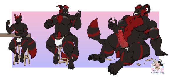 1ceberg absurd_res alcohol anthro beverage big_pecs broken_chair bulge canid chest_tuft clothed clothing dragon erection growth hi_res lunar_(lunarmage) male mammal muscle_growth muscles muscular muscular_male mythological_creature mythological_scalie mythology partially_clothed pecs scalie sitting size_transformation solo torn_clothing transformation tuft underwear