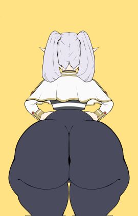 1girls ass ass_body ass_focus cameltoe female frieren huge_ass penpen_(artist) pointy_ears pussy sketch sousou_no_frieren twintails