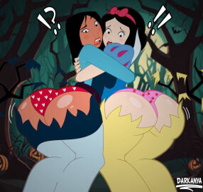 2d asian ass blush bubble_ass bubble_butt chinese crossover dark_skin darkdpx3 disney disney_princess euf fa_mulan female full_color mulan mulan_(1998_film) no_penetration panties ripped_clothing ripped_dress snow_white_(disney) snow_white_and_the_seven_dwarfs_(1937_film) thick_ass underwear walt_disney woods