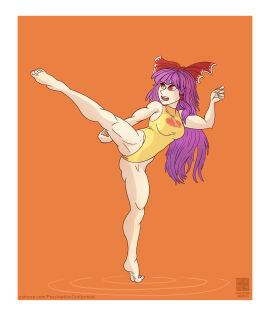 absurdres bow breasts dc dc_comics fascinationuniformed female female_only femsub lady_legasus leotard long_hair mr_scade open_mouth purple_hair reimu_hakurei solo teen_titans touhou