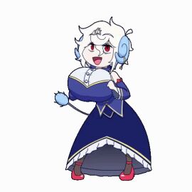 1girls animated big_breasts breasts dancing female muzu_nomi red_eyes sheep_horns squealydealy virtual_youtuber white_hair