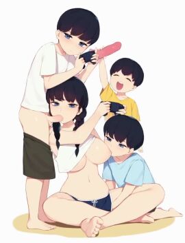 1girl 3boys animated big_ass big_breasts big_sister black_hair blowjob bouncing_breasts brother_and_sister cheek_bulge cum_in_mouth dark_hair ejaculation fellatio female incest joystick little_brother long_hair_female longer_than_30_seconds pepper0 playing_videogame rubbing_pussy short_hair_male shorts sucking_nipples tagme tank_top video