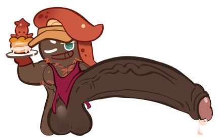 1boy apron_only balls bara cookie_run cookie_run_cock_edit cookie_run_kingdom cum_in_food huge_balls huge_cock hyper male male_only mcdongle merchant_cookie_2 penis self_upload squid yaoi