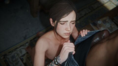 1boy 1girls 3d brown_hair dark-skinned_male dark_skin ellie_(the_last_of_us) ellie_williams female freckles human interracial large_penis madrugasfm male orientation_play penis penis_reveal revealing_penis the_last_of_us the_last_of_us_2