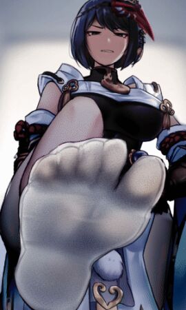 animated big_breasts black_socks breasts dominant_female feet female femdom foot_fetish foot_focus fully_clothed genshin_impact kujou_sara legs looking_at_viewer looking_down pov sawa_(sawaillust) smelly_feet socks soles soles_of_feet_in_socks standing steam steamy_feet stepped_on stepping_on_face tabi tabi_socks