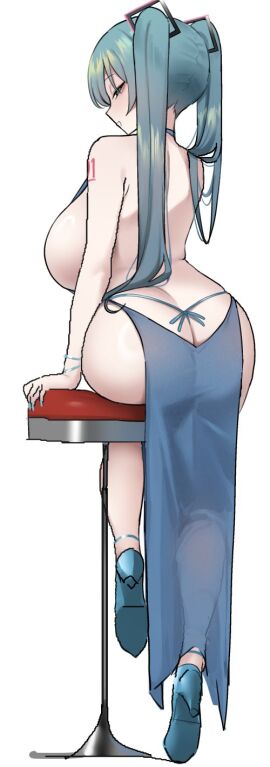 ass ass_cleavage ass_crack bags_under_eyes bangs bare_back bare_legs bare_shoulders bare_thighs big_ass big_breasts blue_eyes breasts breasts_bigger_than_head breasts_out butt_crack depressed dress empty_eyes eye_bags female female_focus female_only hatsune_miku heels high_heels huge_breasts jorin large_ass large_breasts long_hair looking_back nago_purin nail_polish open_back open_clothes open_dress painted_nails panties pose round_ass sagging_breasts sideboob sitting skimpy skimpy_bikini skimpy_clothes skimpy_dress skimpy_outfit skimpy_panties smile solo solo_female solo_focus string_bikini string_panties tattoo teal_hair thong thong_bikini thong_panties twintails underboob vocaloid voluptuous voluptuous_female white_background
