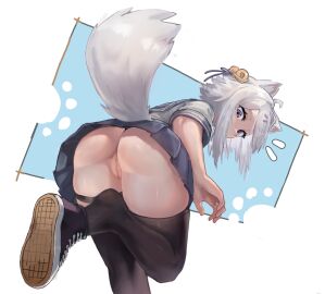 1girls 2d 2d_(artwork) animal_ears animal_tail ass bangs bell bells bottomless_skirt cat_ears cat_girl cat_tail catgirl converse_shoes female female_only filian filian_(vtuber) hair_clip hair_clips hair_ornament hi_res indie_virtual_youtuber kenonomimi laces legwear light-skinned_female light_skin medium_hair nekomimi no_panties no_panties_under_skirt no_underwear one_foot_raised one_foot_up one_leg_bent one_leg_raised one_leg_up original purple_eyes pussy rindo_(vrchat) school_uniform shaved_pussy shoe_dangle shoe_laces shoes simple_background skirt solo standing straight_hair surprise surprised surprised_expression tail taking_shoes_off thick_thighs thigh_strap thighhighs thighs upskirt virtual_youtuber vrchat vtuber vtuberfanart wersman white_background white_hair wide_hips