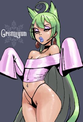 1girls akashi_(azur_lane) azur_lane bimbo bimbo_lips bimbofication blue_lipstick bratty bratty_correction cat_ears choker curvaceous_figure curvy_female earrings eyeshadow female flat_chest fupa golden_eyes green_hair gremiyun gyaru light_green_hair lipstick long_sleeves makeup necklace petite pink_eyeshadow plump_pussy prostitution pussy thong wide_hips