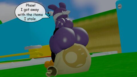 1boy 3d anthro ass big_ass big_butt bubble_ass bubble_butt curvy dialogue huge_ass huge_butt large_ass large_butt male male_only mario_(series) nabbit nintendo outdoors rabbit rabbit_ears shoes sitting skulltronprime969 solo tail text thick thick_ass thick_butt thick_hips thick_thighs thighs wide_hips