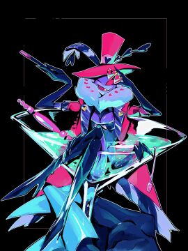 clothed cocktail glasses hazbin_hotel hellaverse high_heels holding_object pretty_boy sfw smile smile_at_viewer valentino_(hazbin_hotel) vivziepop vox_(hazbin_hotel)