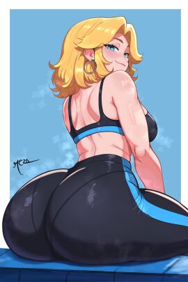 1girls 2d alternate_version_available ass big_ass big_breasts blonde_female blonde_hair breasts clothed clothed_female cowboy_shot curvy earrings fantastic_four female female_only from_behind hoop_earrings huge_ass invisible_woman invisible_woman_(marvel_rivals) jewelry large_ass large_breasts light-skinned_female light_skin looking_at_viewer marvel marvel_comics marvel_rivals medium_hair milf on_bench outside_border pantylines re_zoart rezo solo_female solo_focus sports_bra sportswear sue_storm thick_thighs thighs thong tina_(polybuzz) voluptuous wide_hips