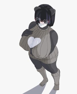 1boy 1girls animal_ears animated animated_gif bangs black_hair blush boob_window boobjob breast_grab breasts breasts_bigger_than_head circular_glasses cum cum_drip cum_on_body cum_on_breasts currency disembodied_hand disembodied_penis eyes_covered female floating_hands floating_penis glasses grabbing hand_on_breast high-angle_view huge_breasts implied_paizuri looking_at_viewer male mimi_(sexydomoart) money money_in_thighhigh money_under_clothes nipple_outline nipple_play original paizuri panda panda_ears panda_girl penis prostitution round_glasses sex sexydomoart short_hair smile smiling socks standing standing_sex suggestive sweater thighhighs titfuck titjob top_heavy