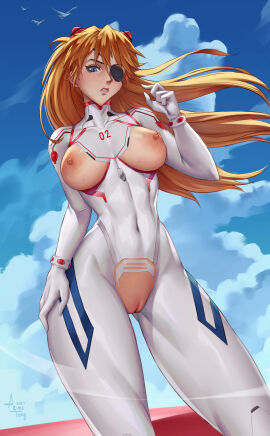1girls absurd_res arimatang artist_signature asuka_langley_sohryu belly_button big_breasts big_thighs blue_eyes blue_sky breasts breasts_bigger_than_head breasts_out busty busty_female clothing curvaceous curvy curvy_body curvy_female curvy_figure curvy_hips eye_patch female female_focus freckles hand_on_hip heart heart_pasties hi_res huge_breasts huge_thighs human large_breasts light-skinned_female light_skin long_hair looking_at_viewer neon_genesis_evangelion orange_hair pasties pasties_peeling_off rebuild_of_evangelion ripped_clothing skin_tight solo solo_female thick_legs thick_thighs thunder_thighs thunderthighs tight_bodysuit tight_clothing tits_bigger_than_head tits_out toned toned_female wide_hips wide_thighs