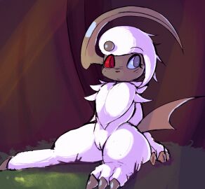 1_horn 2024 2024_pokemon_teraleak absol beta_absol beta_pokemon_(species) beta_pokemon_games curved_horn female feral fur genitals heterochromia horn lodetail mammal nintendo pokemon pokemon_(species) pussy shaded solo white_body white_fur