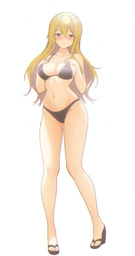 1girls big_breasts bikini blonde blonde_female blonde_hair blush breasts female full_body hands_on_breasts heels hi_res hitorilily k-on! long_hair looking_at_viewer simple_background tagme tsumugi_kotobuki_(k-on!) white_background