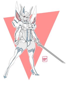 1girls abs animal_ears big_breasts breasts cosplay ettso female female_only high_heels holding holding_object holding_sword holding_weapon kill_la_kill kiryuuin_satsuki_(cosplay) large_breasts long_hair miruko my_hero_academia rabbit_ears red_eyes rumi_usagiyama sword thick_thighs