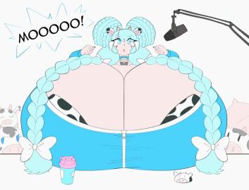 animated bella_hart big_breasts breasts cleavage cow_print female huge_breasts hyper_breasts tagme theycallhimcake thick_thighs video wide_hips