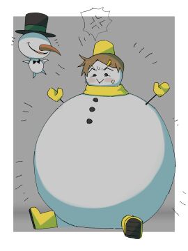 1girls body_modification female snowman tabasuko_(artist) tagme transformation yellow_(tabasuko) yellow_clothing