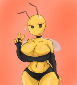 1girls amber_the_bee_(golden_toad) bee bee_girl big_breasts breasts female female_focus female_only golden_toad tagme thick_thighs thighs