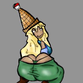 118o8 1girls ass ass_focus big_ass breasts clothed clothing cohpopaa female forsaken_(roblox) green_pants guest_(roblox) ice_cream_cone_hat ice_cream_hair looking_at_viewer looking_back on_knees poking_out roblox roblox_game robloxian self_upload sideboob tagme thighs thong white_hair