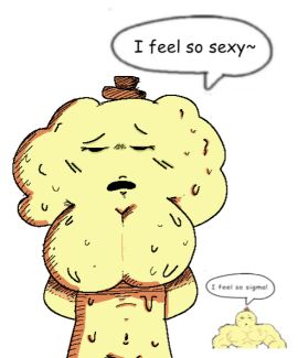 1girls breasts coneball_(sugary_spire) english_text female female_only meme_reference mouth_open no_nipples nude open_mouth reference_image sad sexy speech_bubble sugary_spire sweat text yellow_skin