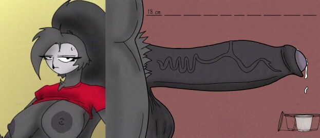 absurd_res anthro artist_name avian balls big_breasts big_penis bird bodily_fluids breasts colored cum digital_drawing_(artwork) digital_media_(artwork) erection foreskin genital_fluids genitals gynomorph hair hi_res humanoid_genitalia humanoid_penis intersex looking_at_viewer mammal measuring measuring_penis nipples nude owl penis pubes rhowl shaded side_view signature simple_background solo text torielle69 widescreen