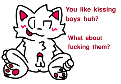 1boy 2d anthro anthro_male anthro_only anus balls blush boy_kisser_(meme) completely_nude english_text erect_penis erection felid feline fluffy genitals hands_on_legs humor looking_at_viewer male male_only mammal meme nude nude_male pawpads penis presenting silly_cat_(mauzymice) smile smiling_at_viewer solo solo_focus talking talking_to_viewer testicles text tongue toony unknown_artist white_background