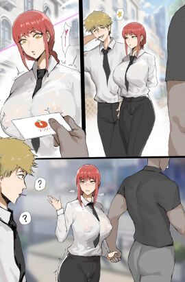 1girls 2boys big_ass big_butt breasts bubble_ass bubble_butt chainsaw_man chionl denji_(chainsaw_man) fat fat_ass fat_male female forced_oral large_ass large_breasts large_butt makima_(chainsaw_man) male netorare ntr red_hair uiutomato