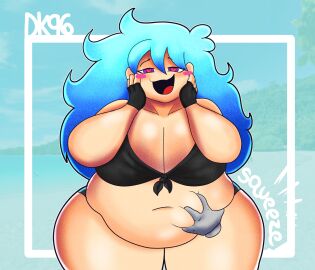 1girls belly_grab big_belly big_breasts big_thighs bikini breasts chub chubby chubby_belly chubby_female daisykitty96 fat female female_focus female_only friday_night_funkin friday_night_funkin_mod skyblue skyblue_(friday_night_funkin) skyverse solo solo_female solo_focus squeezing squeezing_belly