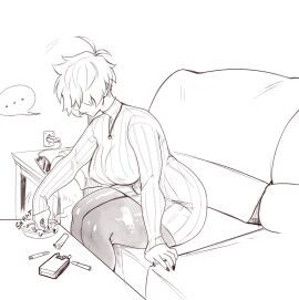 ... 1girls aunt aunt_hellen_(insouwu) big_breasts boobs breasts cigarette cigarette_smoke collar couch earring earrings female female_focus female_only hair_between_eyes hair_covering_eyes holding holding_cigarette holding_object insouwu messy_hair milf nipples_visible_through_clothing oc original_character phone pose short_hair sketch sweater text text_bubble thick thick_hips thick_thighs thigh_highs thighhighs thighs