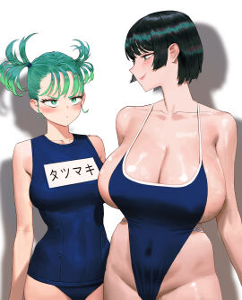 2girls ass big_breasts breast_envy breasts bursting_breasts child_bearing_hips fat_breasts female female_only fertile_breasts fit fit_female flat_belly fubuki_(one-punch_man) green_hair large_breasts looking_at_another mature_female mother_daughter_boob_envy_(meme) multiple_females multiple_girls one-punch_man shiny shiny_skin sideboob sisters standing swimsuit tagme tatsumaki thick thick_ass thick_thighs thighs voluptuous when_you_see_it wide_hips wonbin_lee