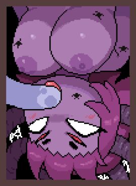 akai_(ugokashitari)_rnpixel_animation animated big_breasts breasts broodmother_(princess_and_conquest) cum_in_mouth fellatio female lilmoonie princess_and_conquest upside-down