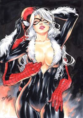 1boy 1girls 2020s 2021 big_breasts black_background black_cat_(marvel) bodysuit breasts bursting_breasts catsuit chest color colored couple couple_(romantic) couple_love couples curvy curvy_female curvy_figure digital_painting_(artwork) domino_mask earrings ed_benes ed_benes_studio felicia_hardy female gloves hand_on_breast hand_on_hip hips hourglass_figure hug hug_from_behind light-skinned_female light_skin long_hair love lovers lovers_moment male male/female marvel marvel_cinematic_universe marvel_comics mask masked masked_female masked_male neck open_bodysuit open_clothes peter_parker pinup red_lipstick romance romantic romantic_couple seductive seductive_look showing_breasts skin_tight spider-man spider-man_(series) superhero superhero_couple superheroine thick thick_breasts thick_lips thick_thighs tight_bodysuit tight_clothes tight_clothing unzipped unzipped_bodysuit voluptuous voluptuous_female white_fur white_hair wholesome wholesome_end zipper zipper_pull_tab