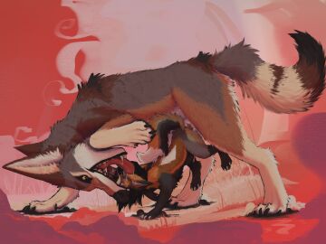 4_toes abstract_background animal_genitalia animal_penis ass ass_up barely_visible_genitalia barely_visible_penis big_dom_small_sub black_body black_claws black_fur black_nose black_sclera bodily_fluids brown_body brown_fur canid canine canine_genitalia canine_penis canis claws coyote cross_fox digitigrade dipstick_tail dominant drooling duo ears_back erection fangs faryart feet female female_penetrated female_prey feral feral_on_feral feral_penetrated feral_penetrating feral_penetrating_feral feral_pred feral_prey finger_claws fluffy fluffy_tail fox fur genitals grey_body grey_claws grey_fur head_first head_in_mouth hi_res imminent_vore inner_ear_fluff interspecies knot_hanging knot_root knotting larger_male licking male male/female male_penetrating male_penetrating_female male_pred mammal markings multicolored_body multicolored_fur open_mouth oral_vore orange_body orange_fur outside partially_inside penetration penis pinned pivoted_ears quadruped raised_tail red_fox red_tongue saliva saliva_on_tongue saliva_string sex sharp_teeth sheath side_view simple_background size_difference smaller_female smaller_penetrated stomach_bulge tail tail_markings teeth toe_claws toes tongue tongue_out true_fox tuft vore white_body white_fur yellow_eyes