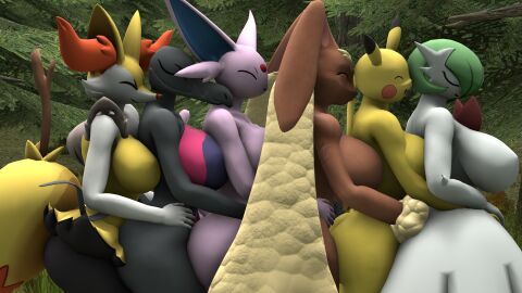 3d baek-myo braixen dnrud12 eeveelution espeon female gardevoir lopunny mega_gardevoir nintendo pikachu pokemon pokemon_(species) pokémon_(species) salazzle tagme