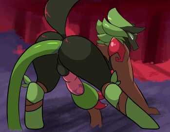 anal anal_sex animated boner breath canid canine canis erection fellatio feral green_body hi_res knot male male_focus male_only mammal nude oral panting penetration penile penis plant prate-dragon rivals_of_aether sex solo sylvanos tail vine_sex vines wolf